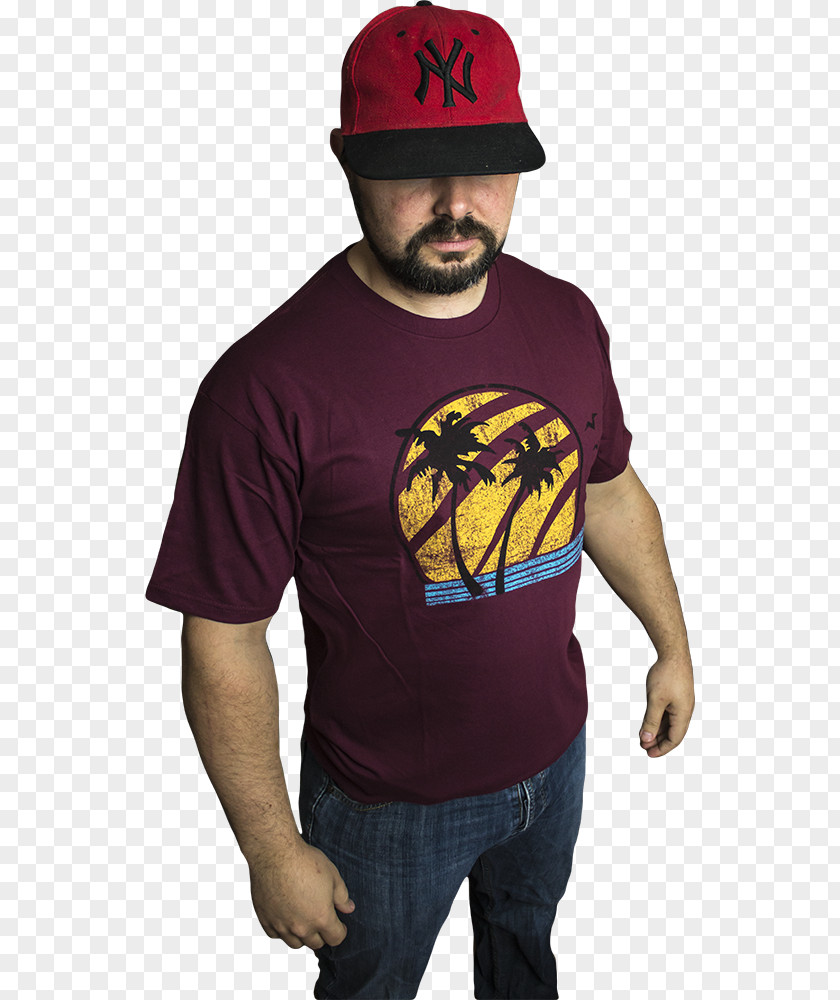 T-shirt Sleeve Beard Maroon Outerwear PNG