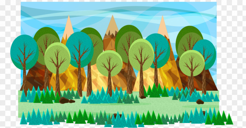 Cartoon Forest Graphic Design PNG