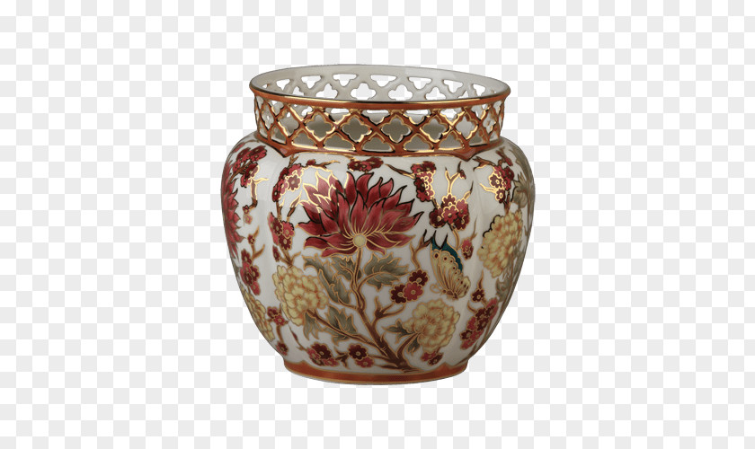 Modern Vase Porcelain Zsolnay Eozin Metal PNG