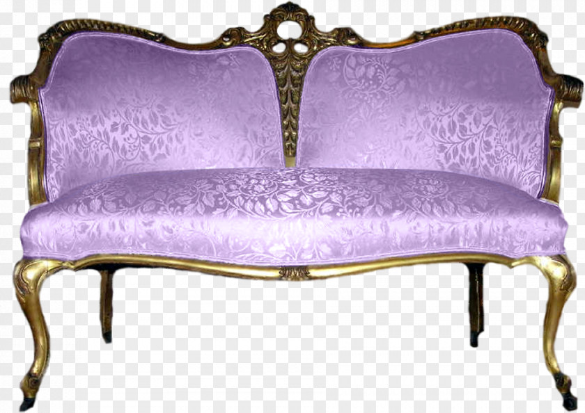Purple Silk Chair Loveseat Couch PNG