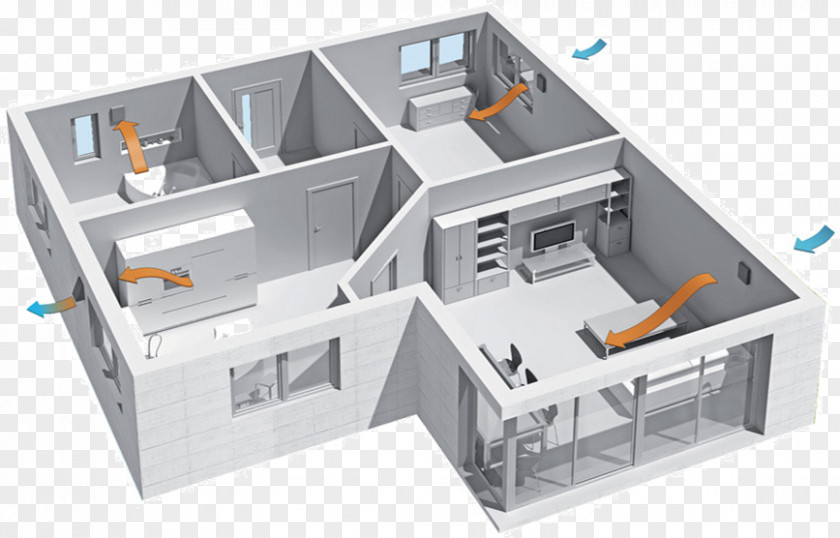 House Air Handler Kontrollierte Wohnraumlüftung Heat Recovery Ventilation Room Distribution Abluft PNG