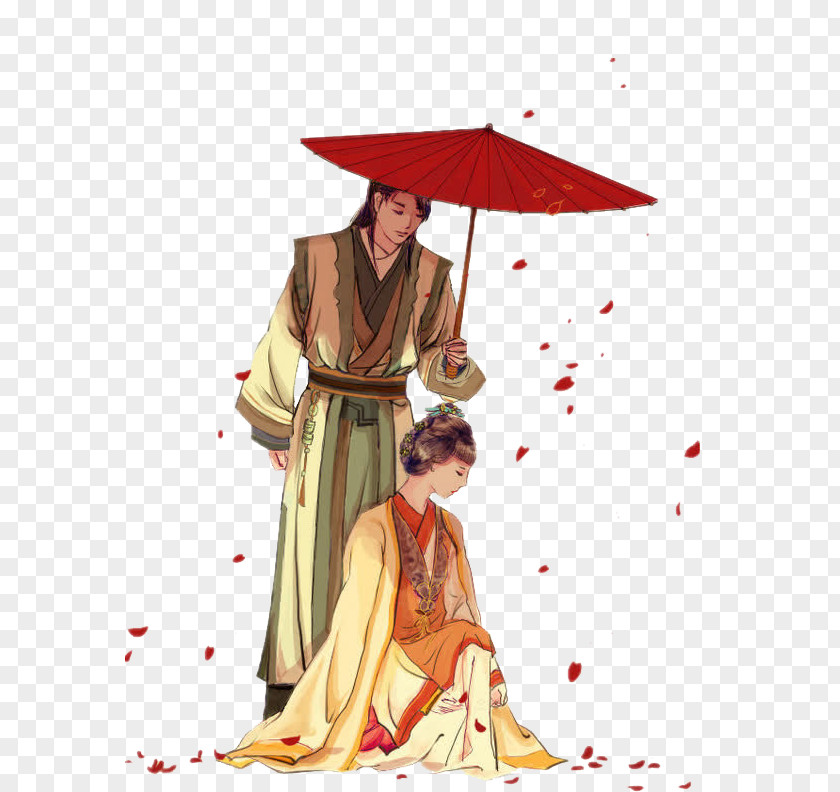 Umbrella Couple Designer PNG