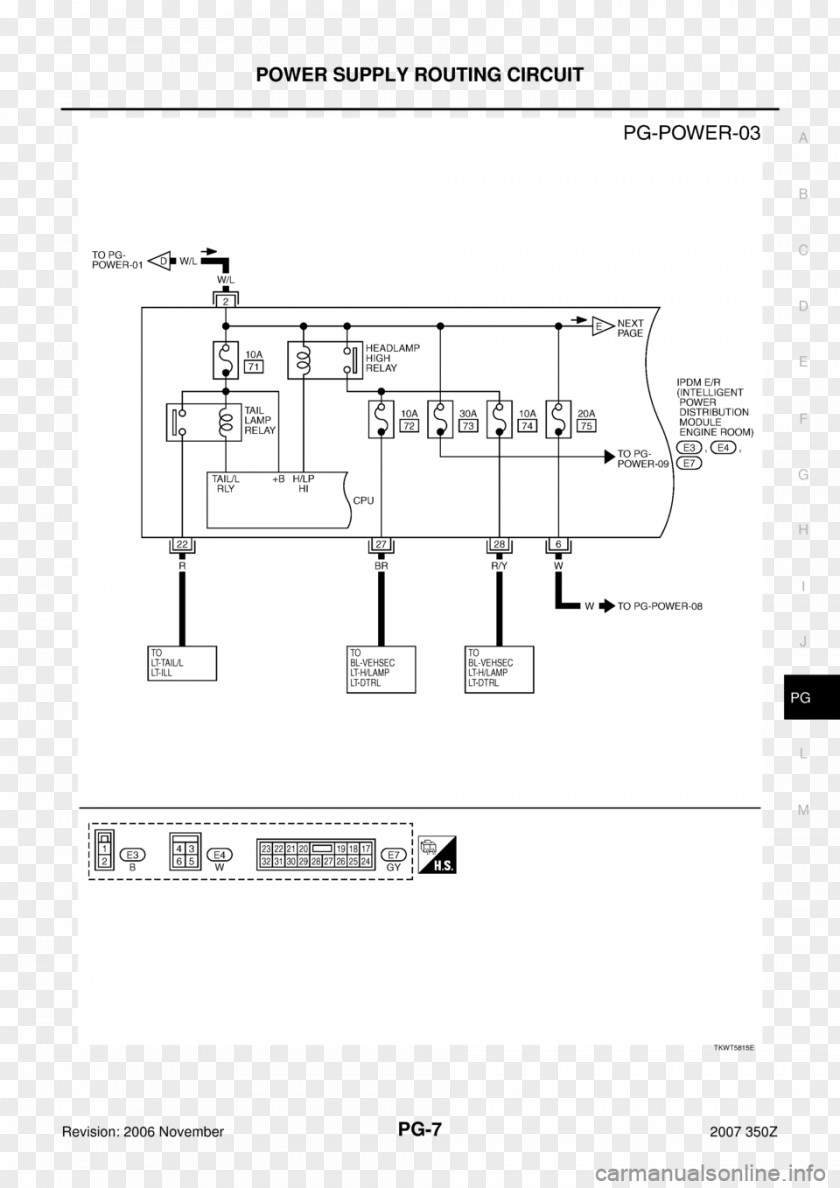 Nissan 2007 350Z Technical Drawing Electronic Circuit Paper PNG