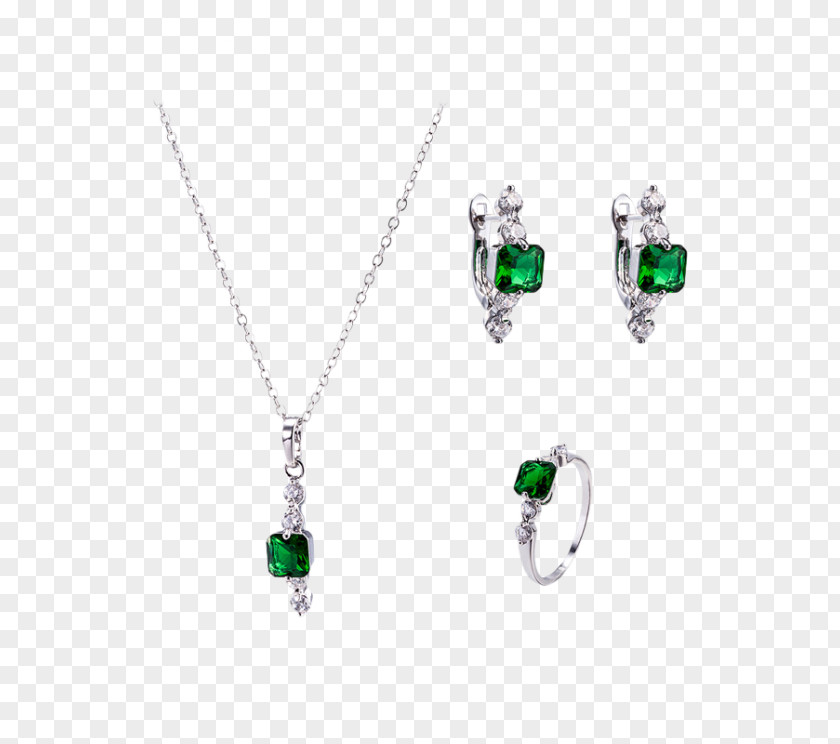 Emerald Earring Necklace Jewellery PNG