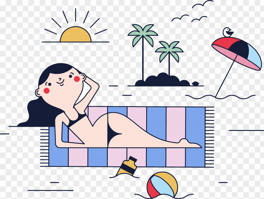 Beach Beauty Vector Illustration PNG