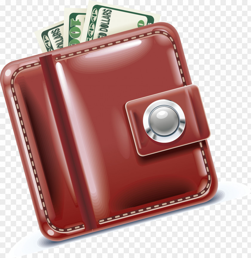 Red Wallet Cash Element PNG