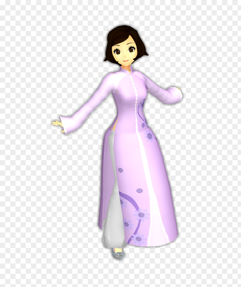 Ao Dai Costume Design Cartoon Character Figurine PNG