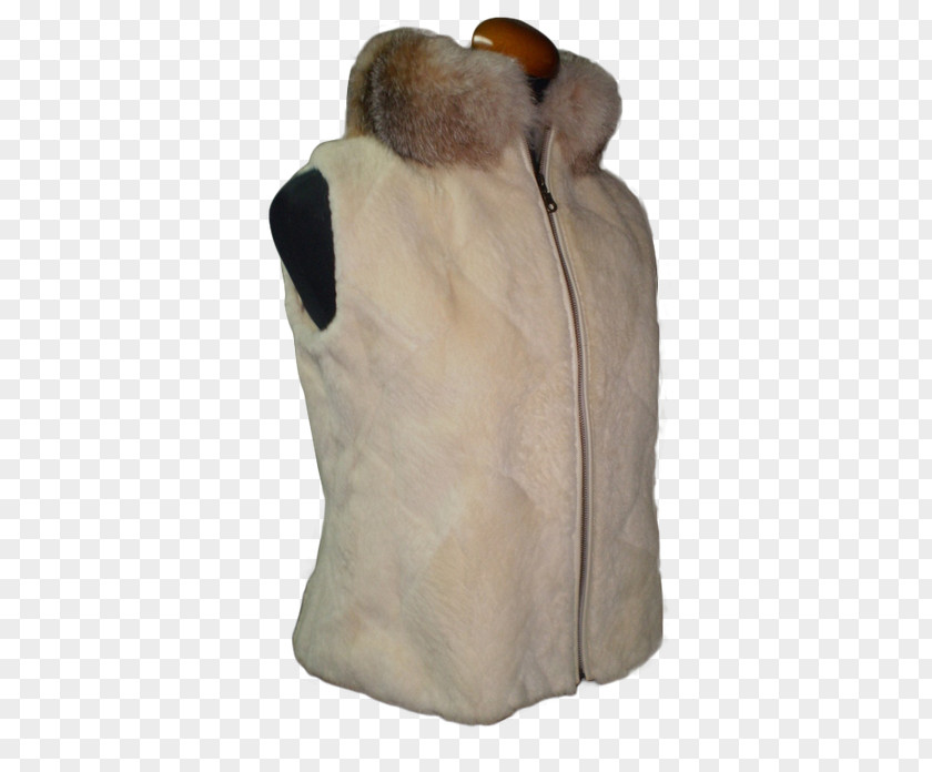 Fox Fur Vest Beige Neck PNG