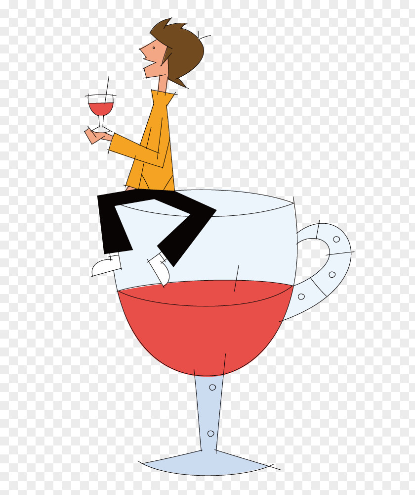 Boy On Red Wine Cartoon Wallpaper PNG