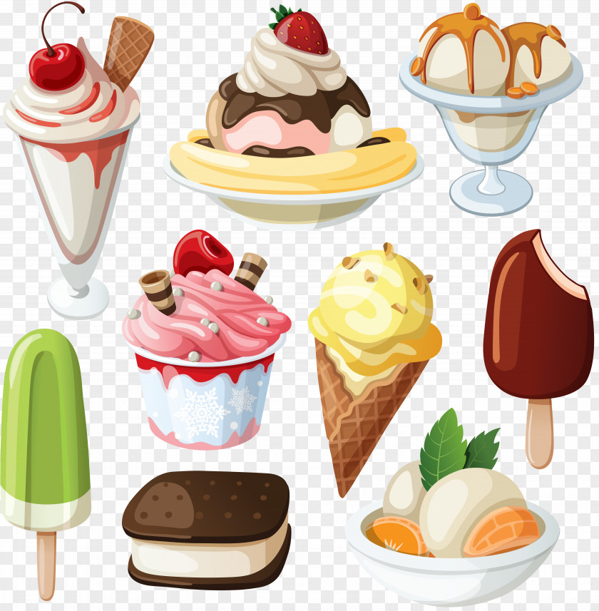 Ice Cream Cones Banana Split Chocolate PNG