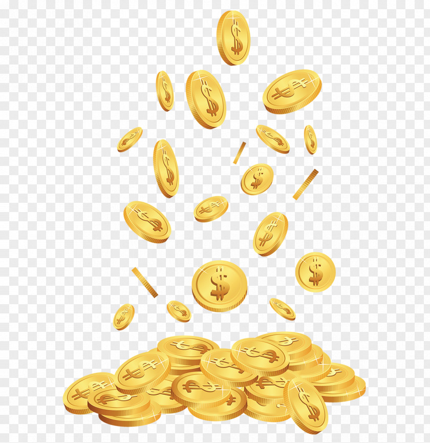 Spilled Gold Coins Cent Coin Clip Art PNG
