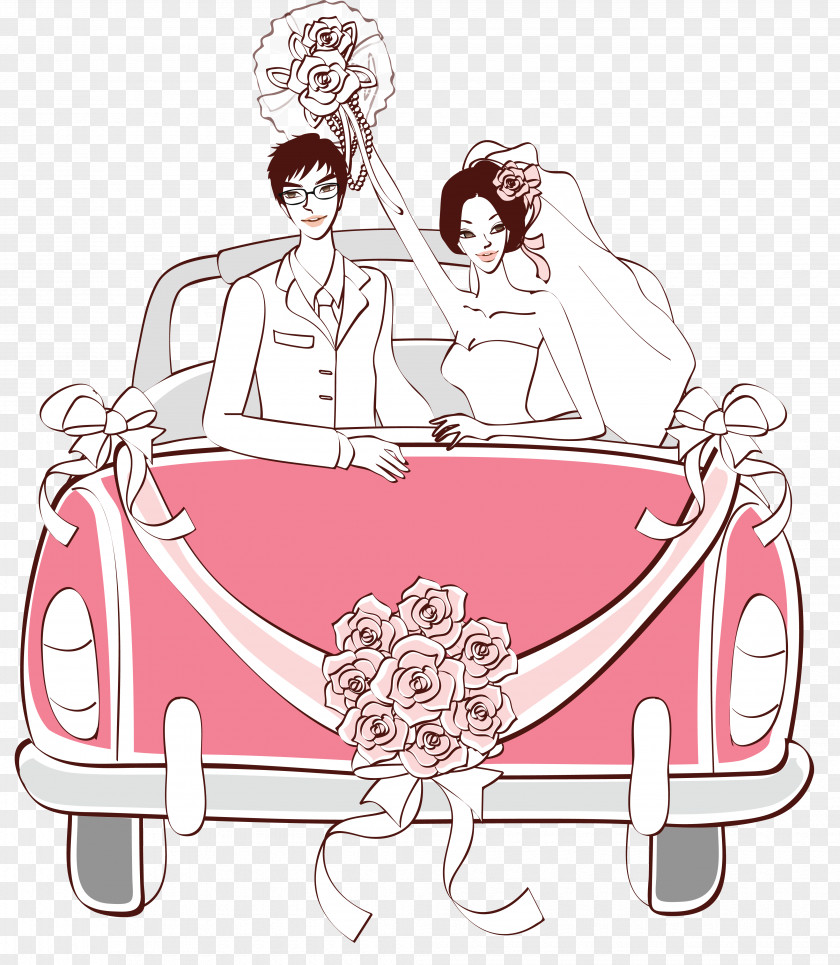 Just Married Wedding Invitation Car Marriage PNG