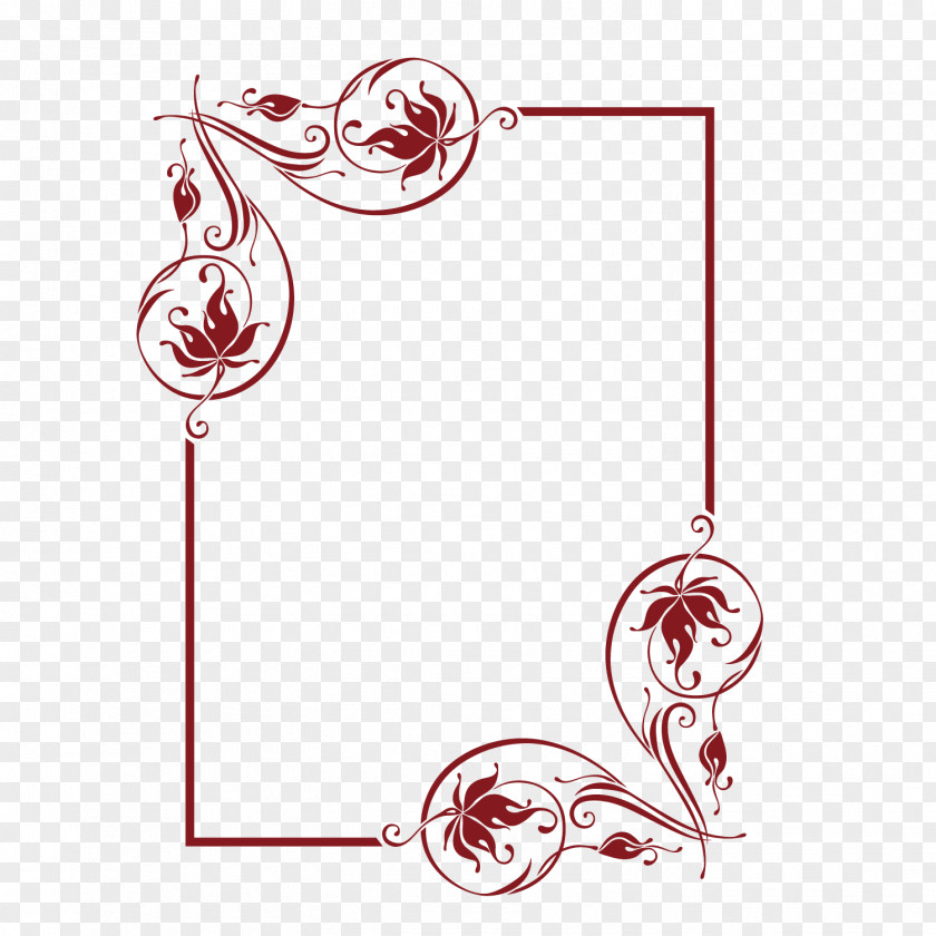 Vector Red Diagonal Large Flower European Vertical Frame Euclidean PNG