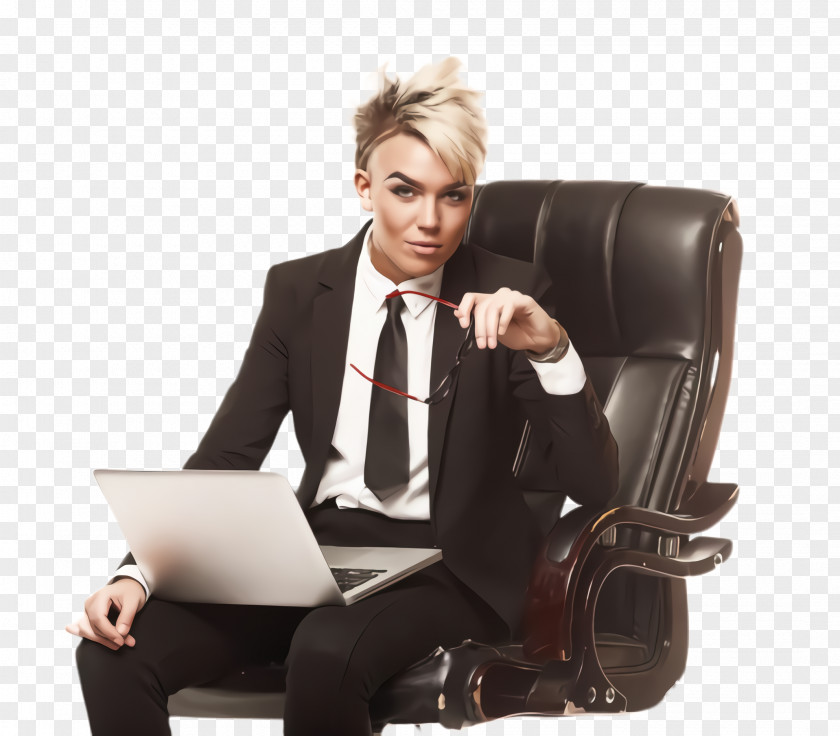 Formal Wear Furniture Sitting Office Chair Suit Male PNG