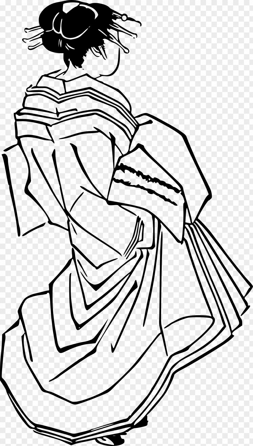 Woman Kimono Line Art Clip PNG