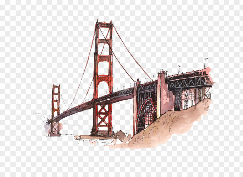 Bridge Construction Golden Gate Paper T-shirt Sticker PNG