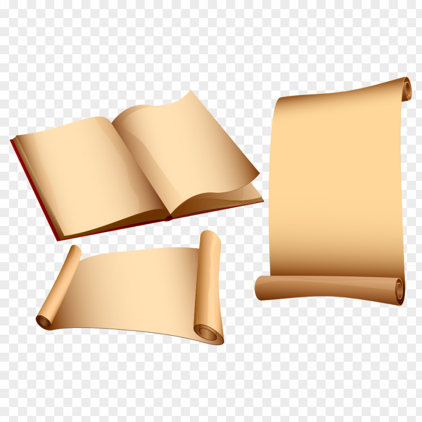 Cartoon Books Paper Scroll Parchment PNG