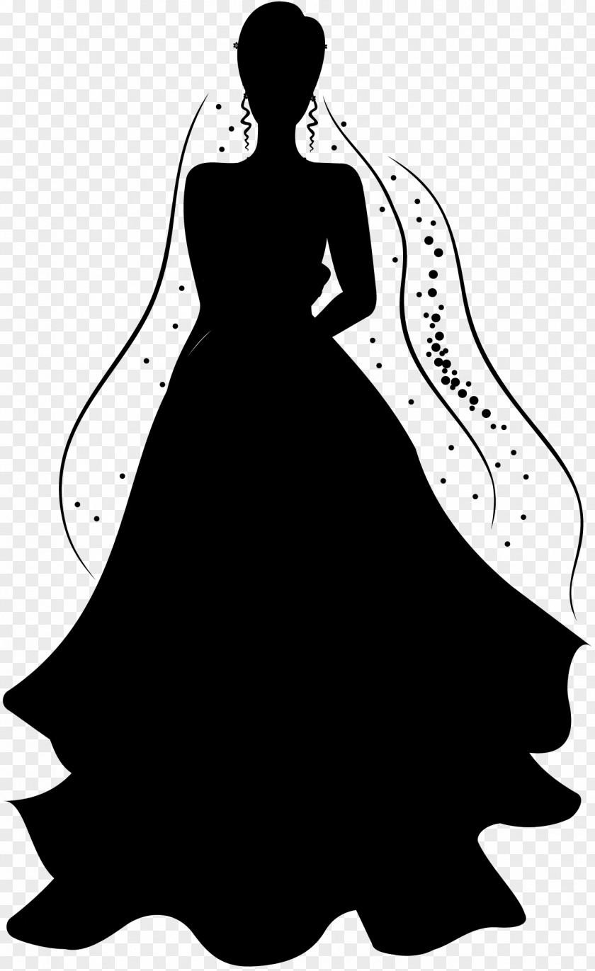 M Gown Clip Art Illustration Silhouette Black & White PNG