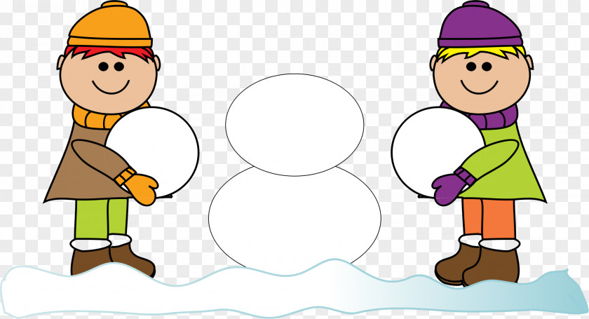 Children Playing Snowman Clip Art PNG