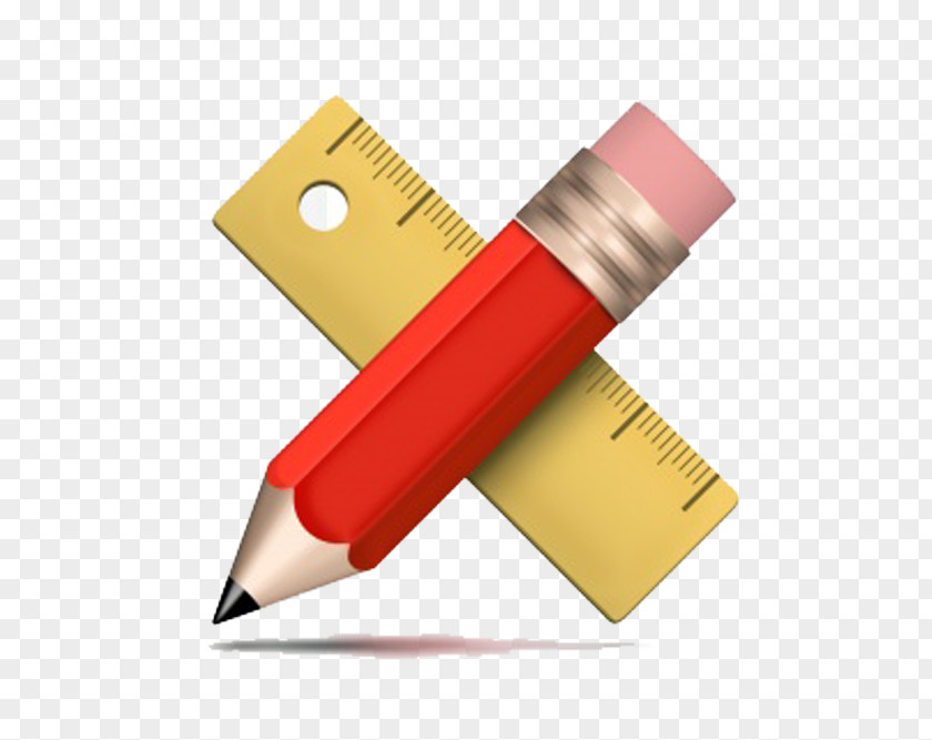 Ruler Red Pen Paper Pencil Drawing Eraser PNG