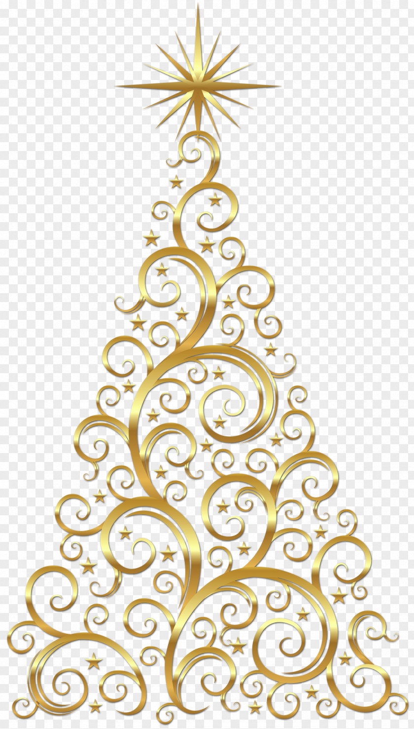 Transparent Gold Deco Christmas Tree Clipart PNG