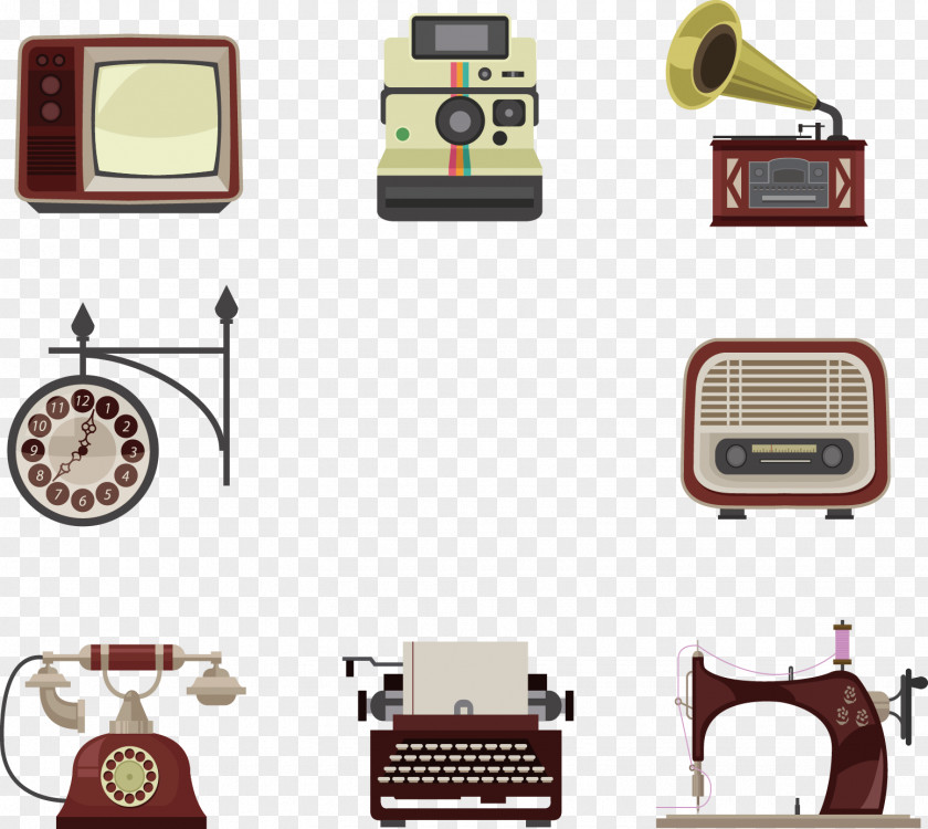 Vector Hand-painted Vintage Furniture, Electrical Appliances Photography Euclidean Television PNG