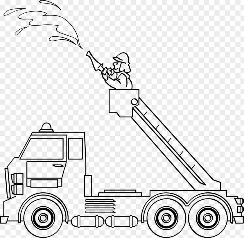 Feuerwehrauto Clipart Ausmalbild Fire Department Coloring Book Engine Autoladder PNG