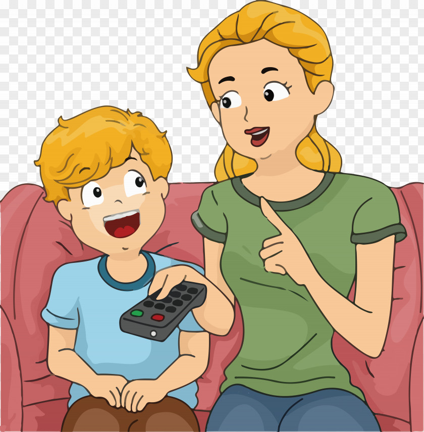 Cartoon Children Watching TV Reminder Vector Mother Child Photography Clip Art PNG