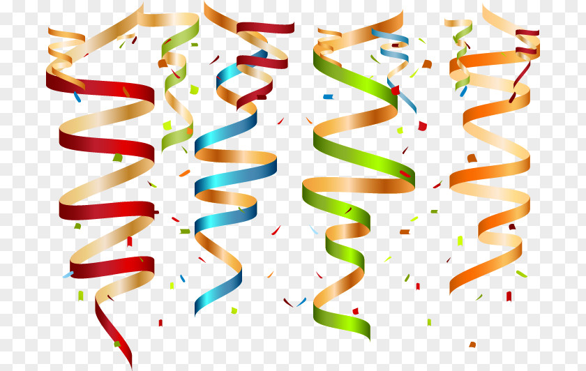 Colored Confetti And Ribbons Birthday Cake Greeting Card Clip Art PNG