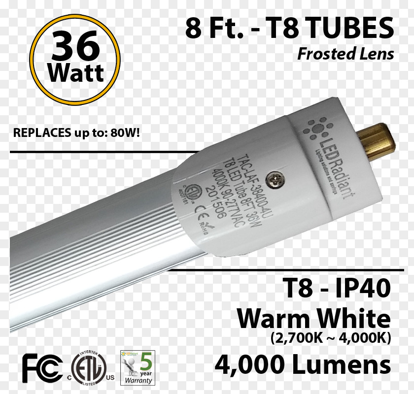 Light Light-emitting Diode LED Tube Lamp Fluorescent PNG