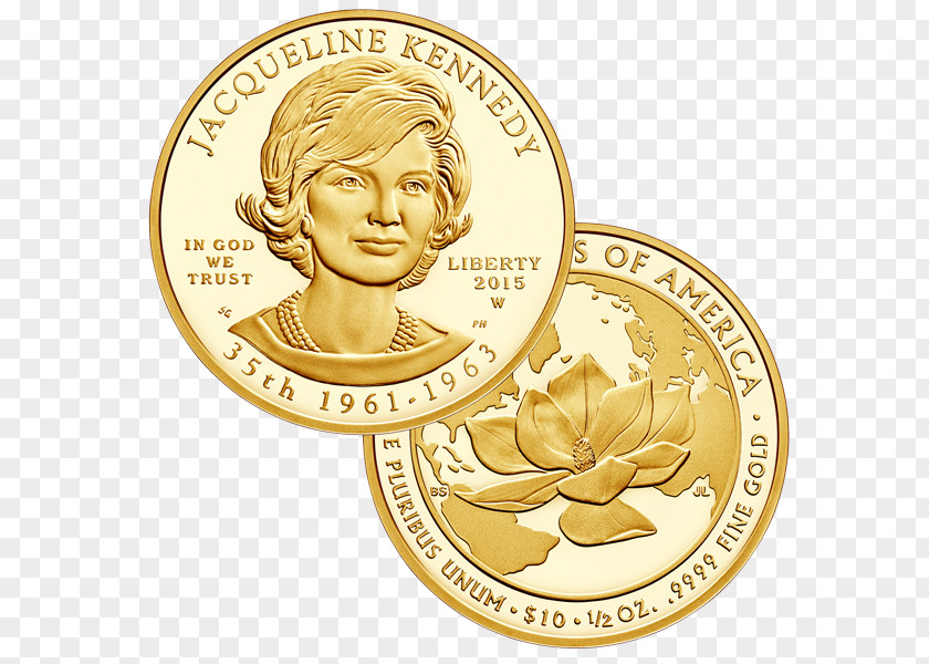 Coin Jacqueline Kennedy Onassis Gold United States The Kennedys PNG