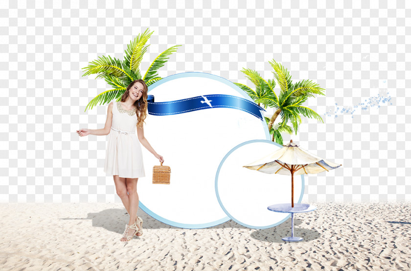 Seaside Scenery Cartoon Illustration PNG