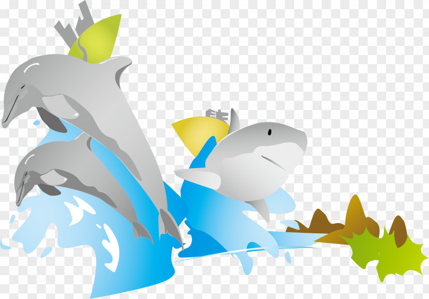 Little Fresh Gray Dolphin Illustration PNG