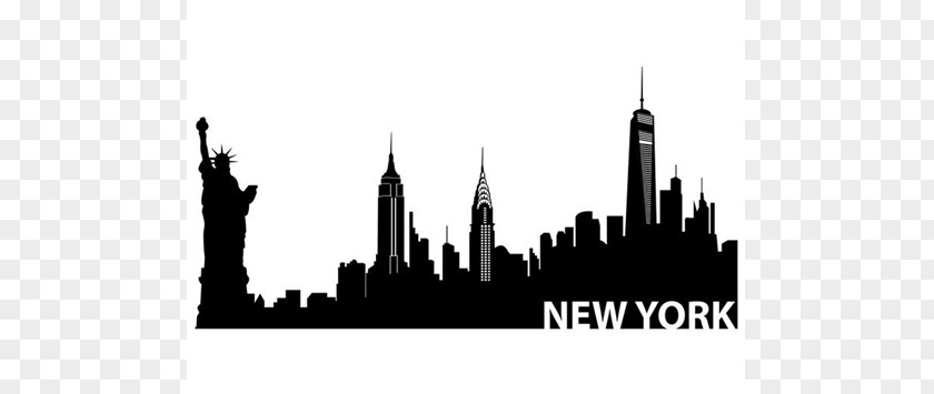 Silhouette New York City Skyline Painting PNG