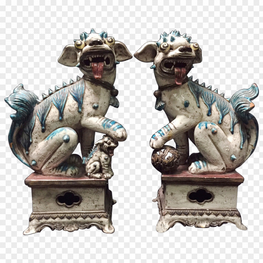Lion Chinese Guardian Lions Ceramic Statue Pottery PNG