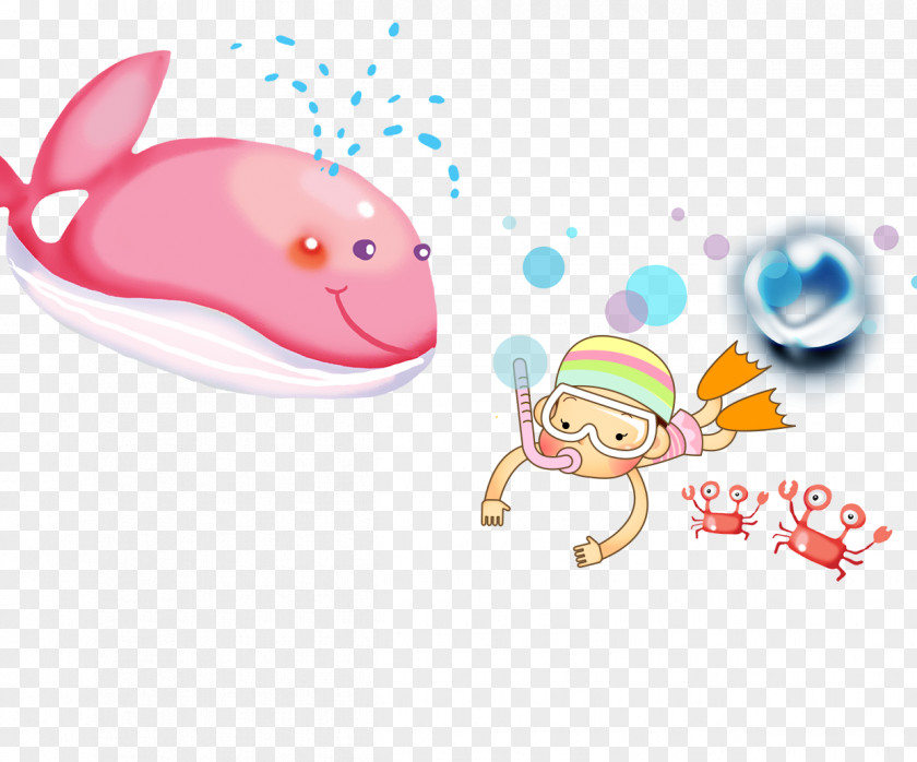 Swimming Training Cartoon Elements Toothed Whale Clip Art PNG