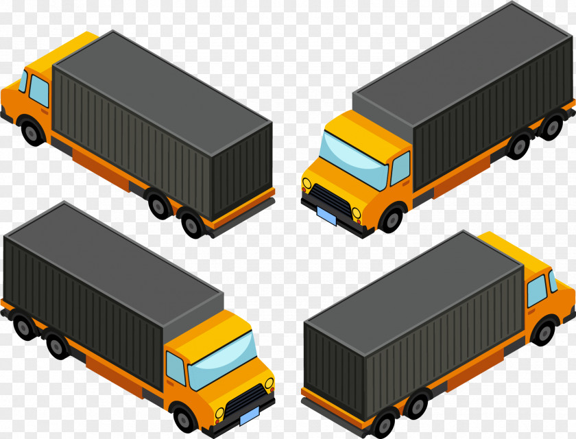 Vector Hand-painted Three-dimensional Truck 3D Computer Graphics Stock Illustration PNG