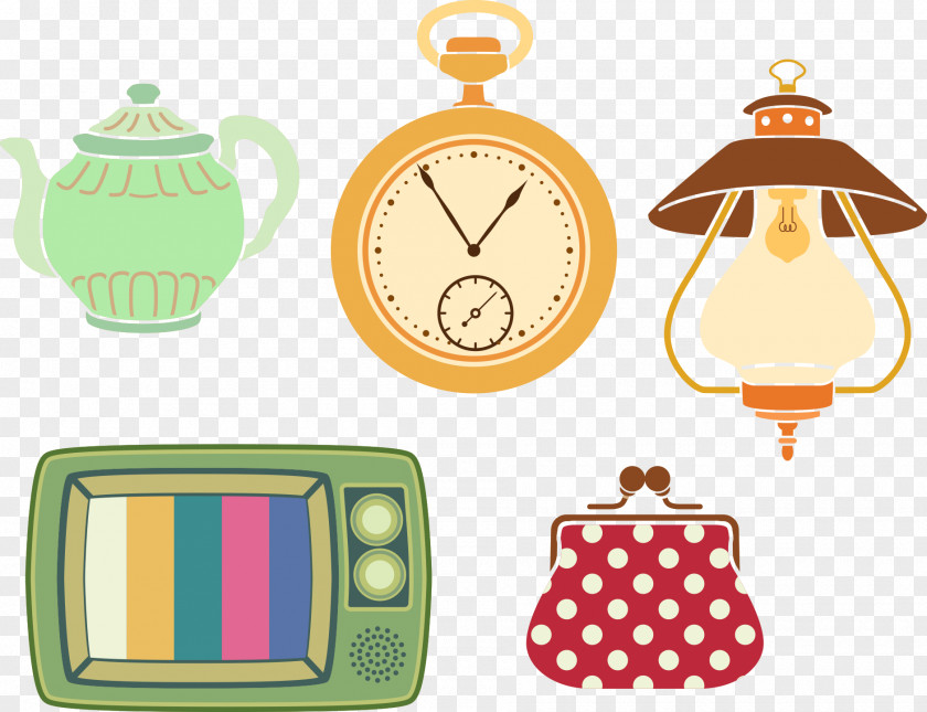 Vector TV And Daily Necessities Clock Clip Art PNG
