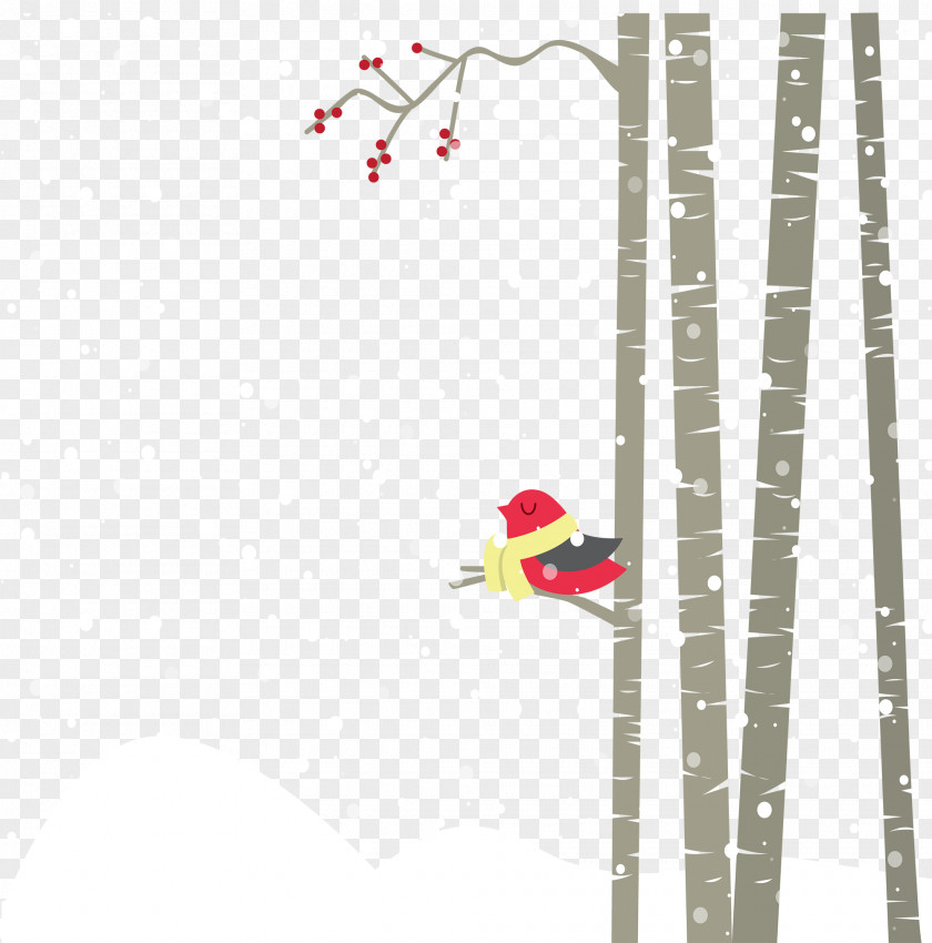 Woods Playing Birds Winter Illustration PNG
