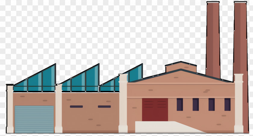 Factory Facade Warehouse Cartoon PNG