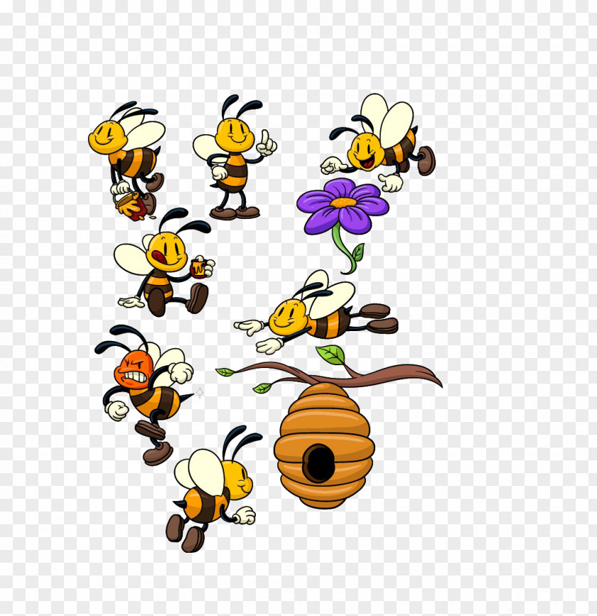 Honey Bees Beehive Hornet Cartoon PNG