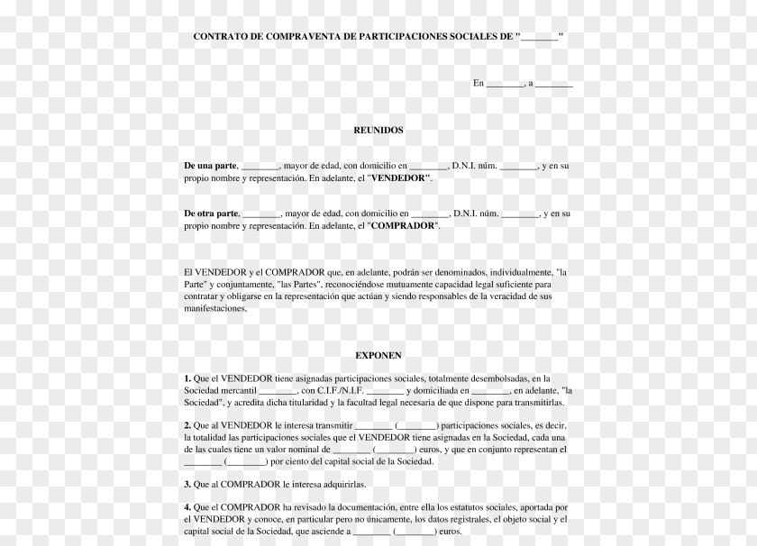 Share Document Contract Of Sale S.A. PNG