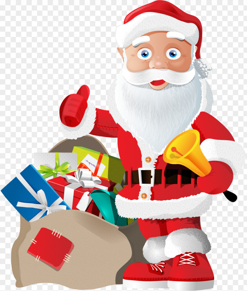 Vector Santa Claus And Gifts Christmas Gift Clip Art PNG