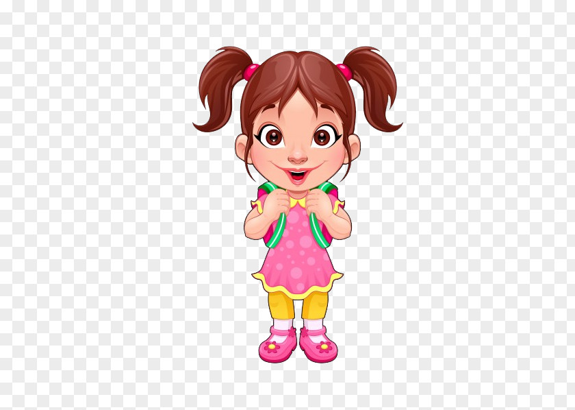 Student Boy Girl PNG , Cartoon cute school girl, girl wearing pink dress illustration clipart PNG