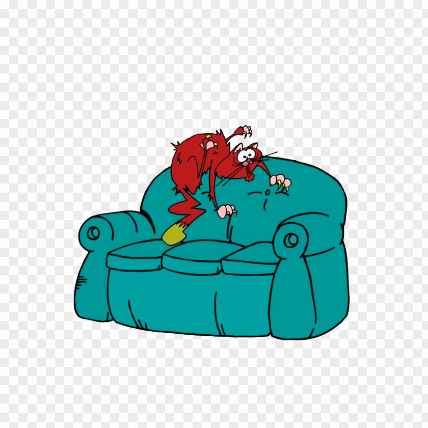 A Cat Scratching Its Sofa Cartoon Couch Illustration PNG