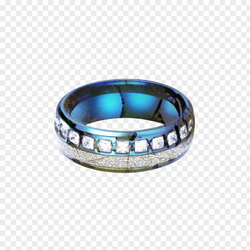 Cobalt Blue Bangle Ring Silver PNG