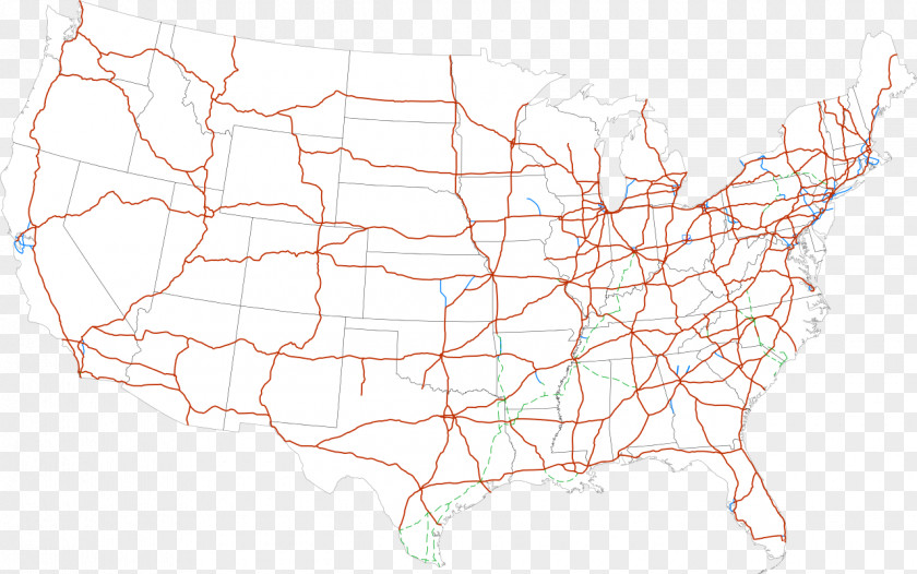 Huxing Map Interstate 40 10 90 80 US Highway System PNG
