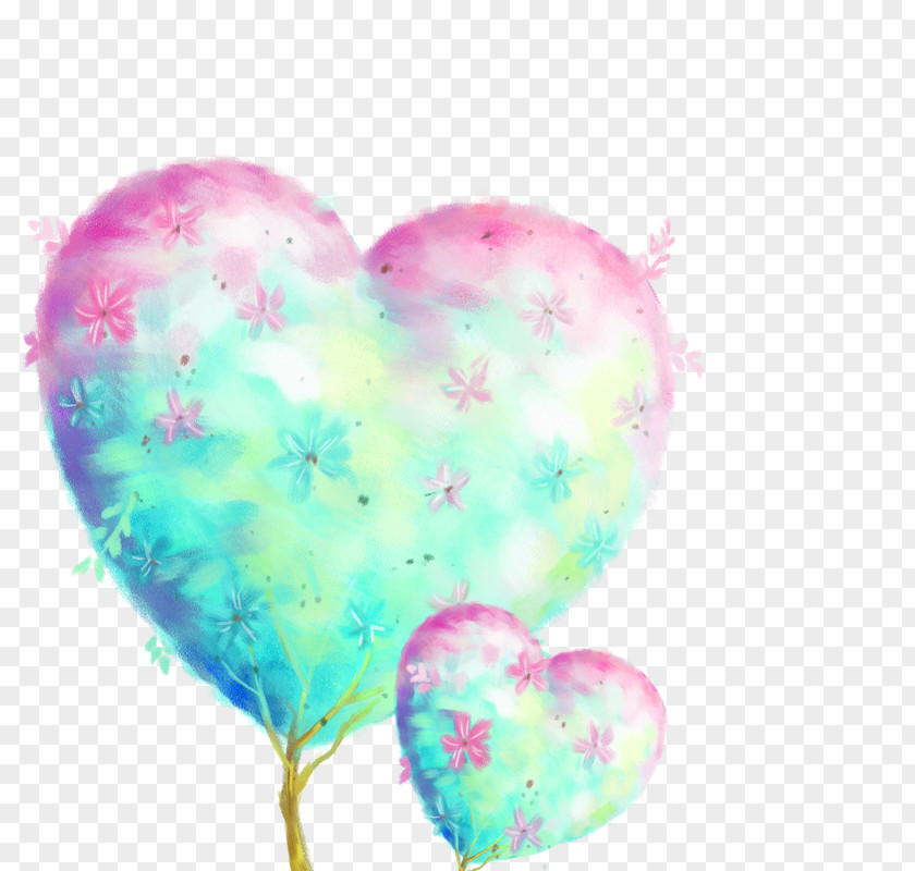 Watercolor Heart Tree Painting PNG