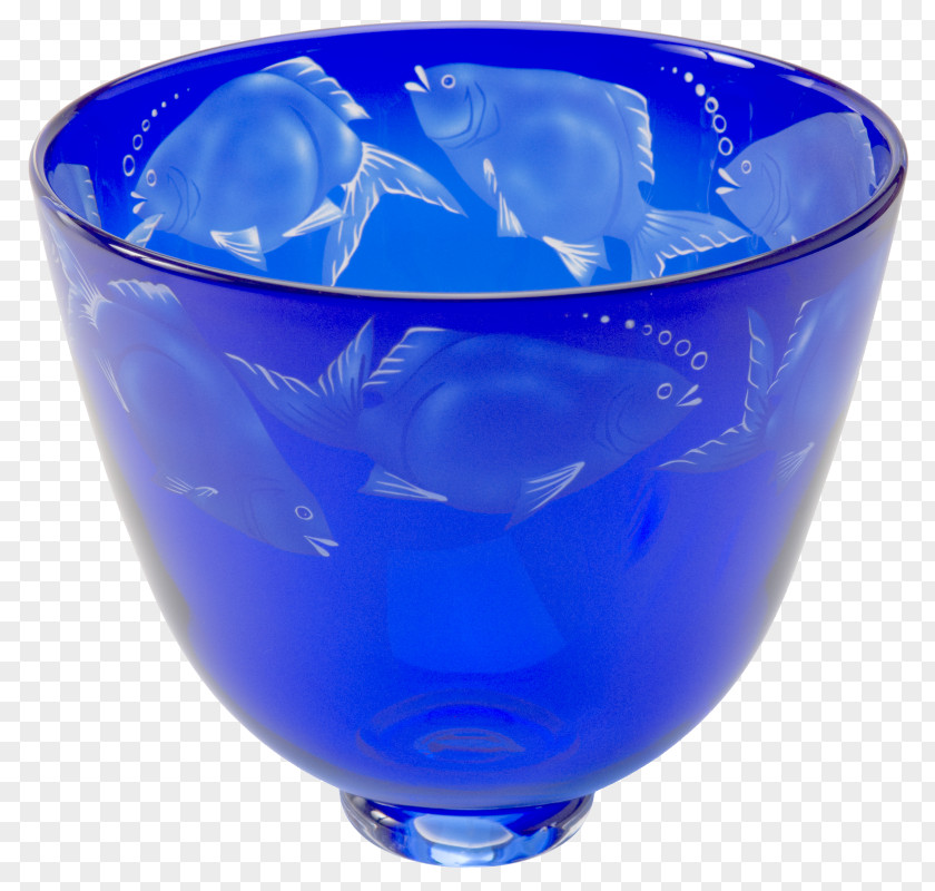 Fish Bowl The Hirsel Goldfish Cobalt Blue Glass PNG