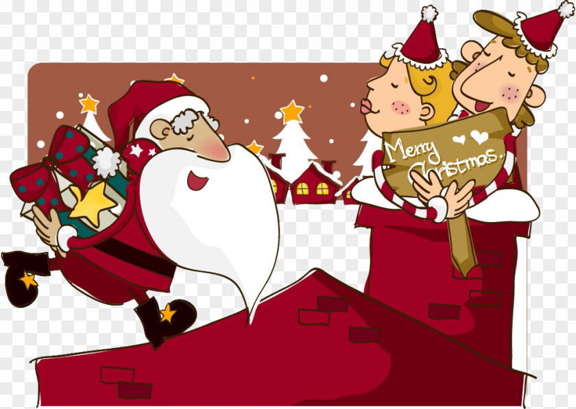 Santa Claus Giving Gifts Gift Christmas Illustration PNG